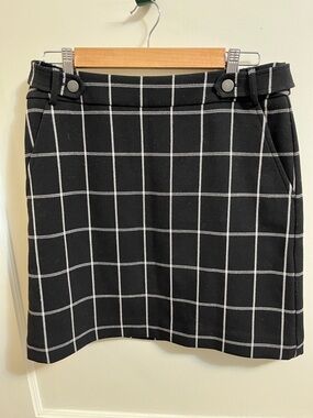 LOFT Black and White Checkered Skirt